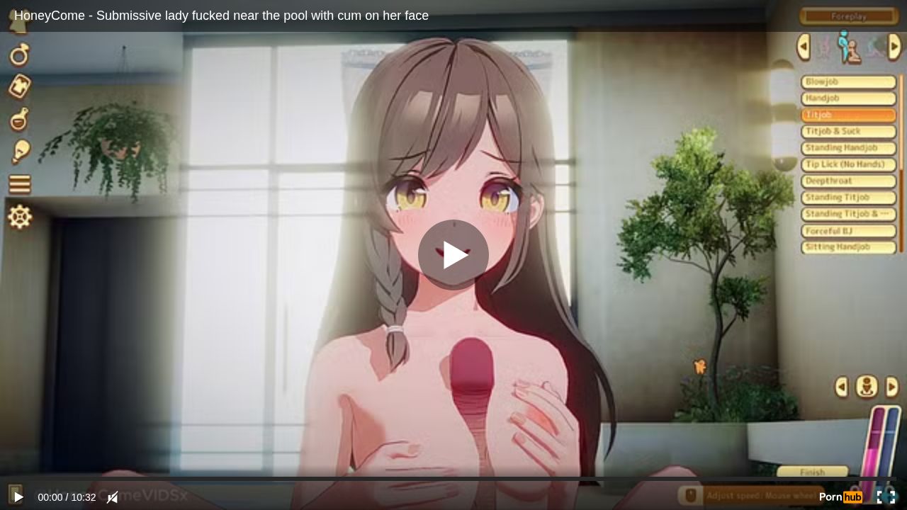 HoneyCome - Submissive lady fucked near the pool with cum on her face
