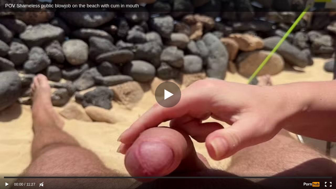 POV Shameless public blowjob on the beach with cum in mouth