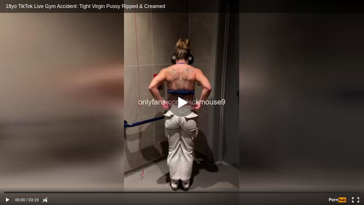 18yo TikTok Live Gym Accident: Tight Virgin Pussy Ripped & Creamed