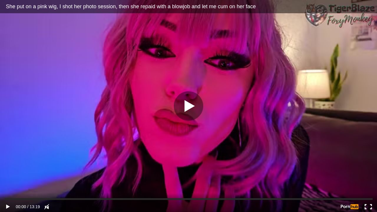 She put on a pink wig, I shot her photo session, then she repaid with a blowjob and let me cum on her face