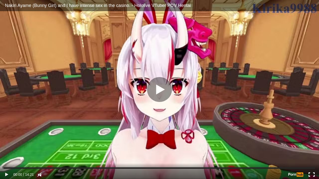Nakiri Ayame (Bunny Girl) and I have intense sex in the casino. - Hololive VTuber POV Hentai