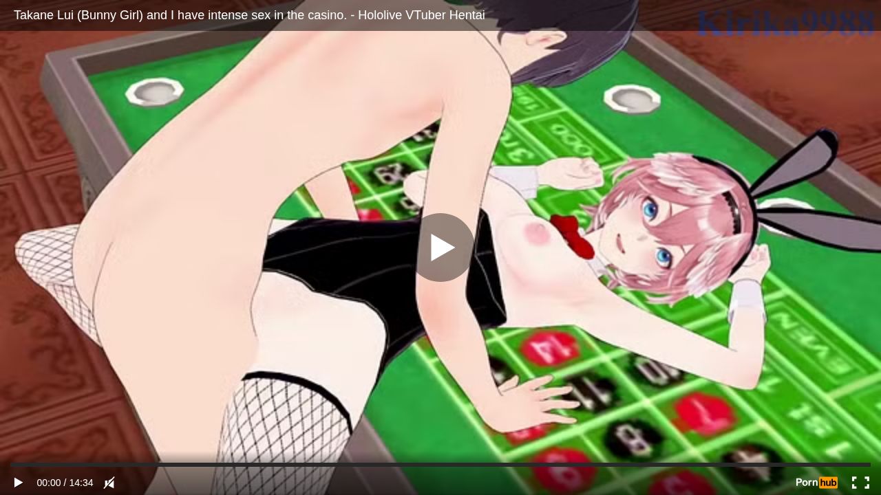 Takane Lui (Bunny Girl) and I have intense sex in the casino. - Hololive VTuber Hentai